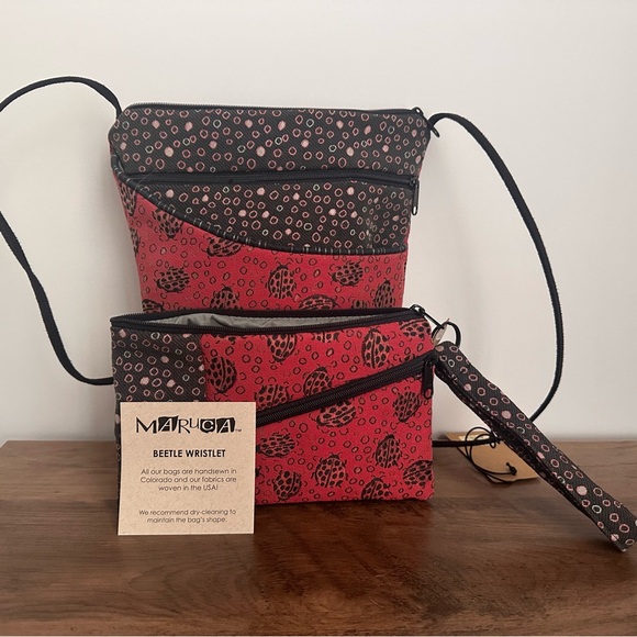 Maruca Red and Black Beetle Wristlet and Crossbody Bag - Picture 1 of 6